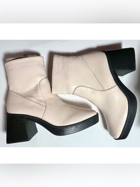 RAID Lexus chunky mid heel boots in off white US Women’s 8.5